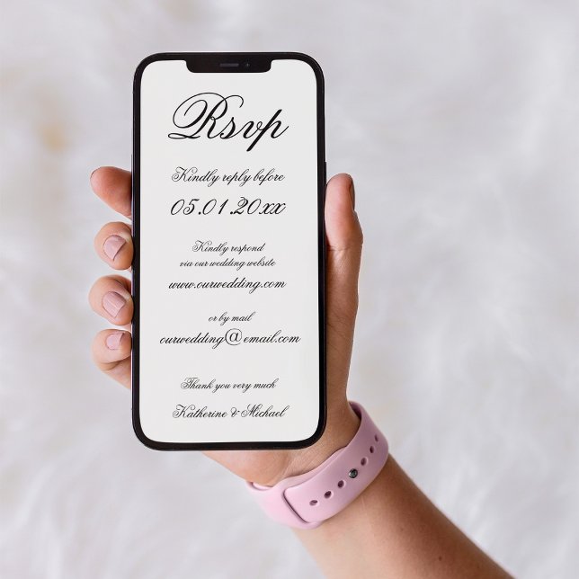 Invitation Réponse de mariage numérique élégante et minimalis (Créateur téléchargé)