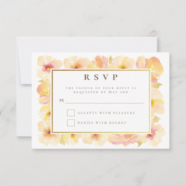 Invitation Réponse de mariage Peaches Cream Gold Frame (Devant)