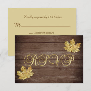 Invitation Réponse de mariage personnalisée en bois rustique 