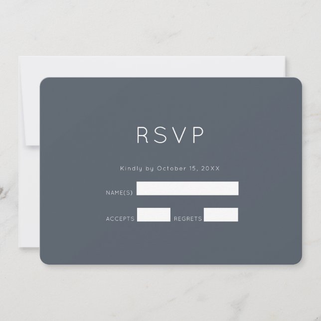 Invitation Réponse de mariage poussiéreuse bleue romantique (Devant)