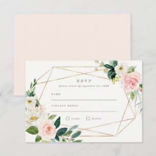 Invitation Réponse de mariage romantique printemps géométriqu