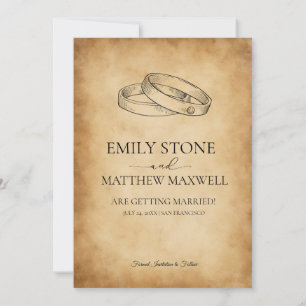 Invitation Réponse de mariage sur parchemin ancien victorien