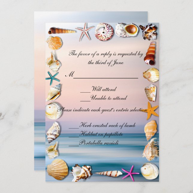 Invitation Réponse de mariage sur une plage de sable tropical (Devant / Derrière)