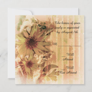 Invitation Réponse de mariage tournesol vintage