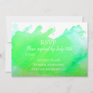 Invitation Réponse de mariage vert moderne RSVP aquarelle