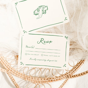 Invitation Réponse de Mariage Verte Dessinée à la Main Fantai