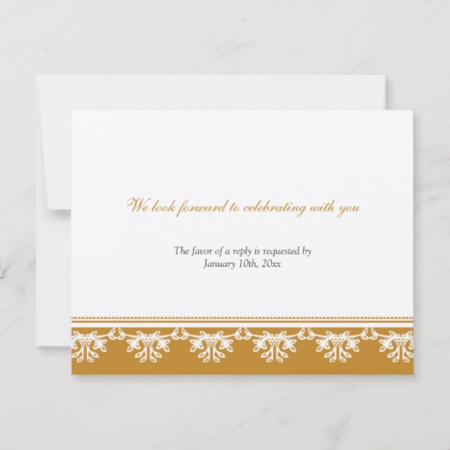 Invitation Réponse de RSVP de mariage avec bordure en filigra (Devant)
