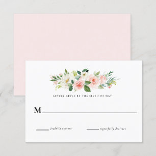 Invitation Réponse de RSVP de mariage floral rose blush