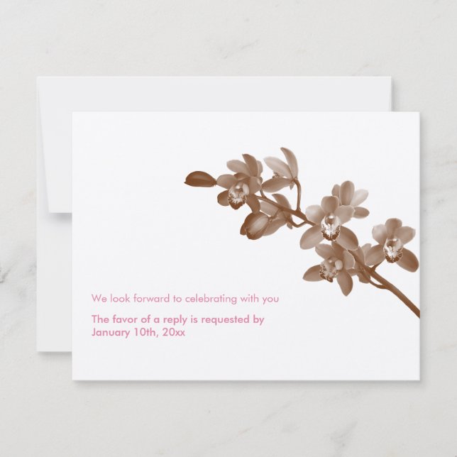 Invitation Réponse de RSVP de mariage moderne écru rose orchi (Devant)