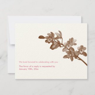 Invitation Réponse de RSVP de mariage moderne écru rose orchi
