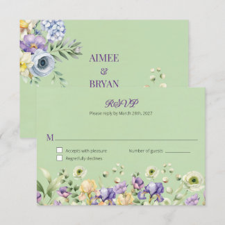 Invitation Réponse du Mariage d'aquarelle verte
