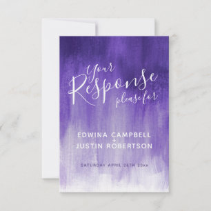Invitation Réponse du mariage d'art moderne abstrait pourpre 