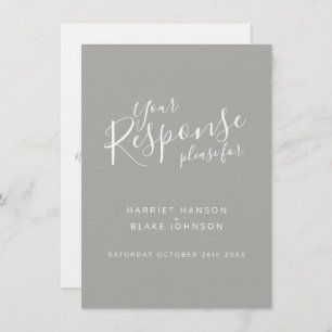Invitation Réponse du mariage de coeur blanc gris RSVP