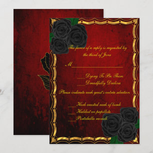 Invitation Réponse du Mariage gothique des Roses noirs du san
