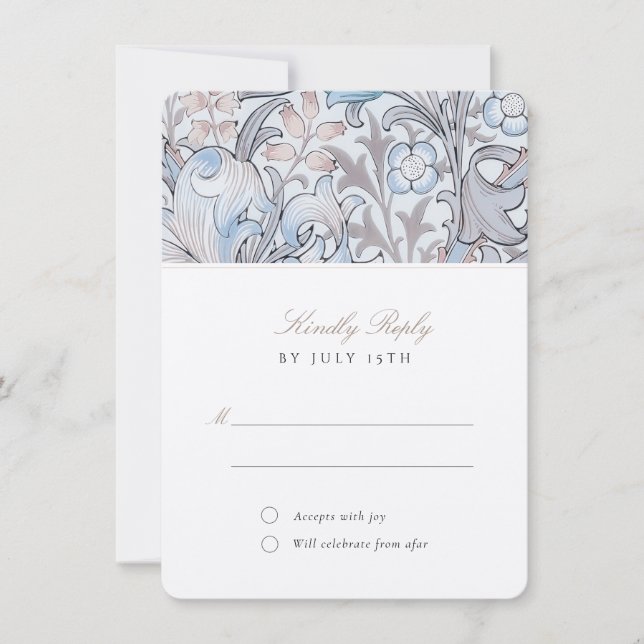 Invitation Réponse du Mariage RSVP Classic Golden Lily Pastel (Devant)