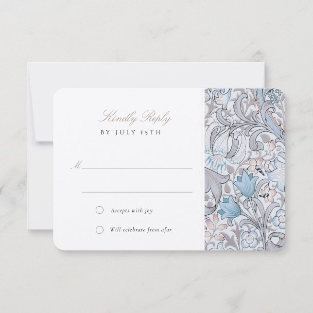 Invitation Réponse du Mariage RSVP Classic Golden Lily Pastel (Devant)