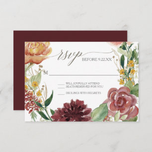 Invitation Réponse du RSVP Chrysanthemum Blush Roses automne