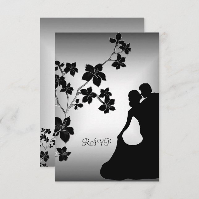 Invitation Réponse élégante or argent blanc (Devant / Derrière)