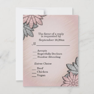 Invitation Réponse florale corail avec sélection de menu