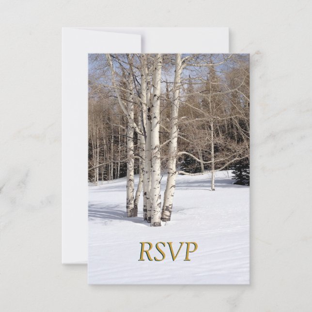 Invitation Réponse mariage d'hiver Sapins enneigés à Aspen (Devant)