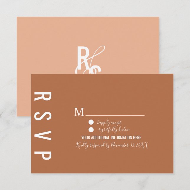 Invitation Réponse Minimaliste Terre Cuite Bohème (Devant / Derrière)