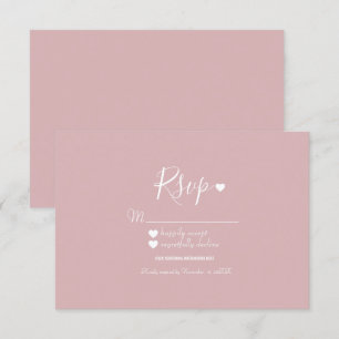 Invitation Réponse moderne simple rose et coeurs RSVP