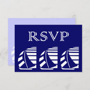 Invitation Réponse personnalisée RSVP Blue White Sailboats