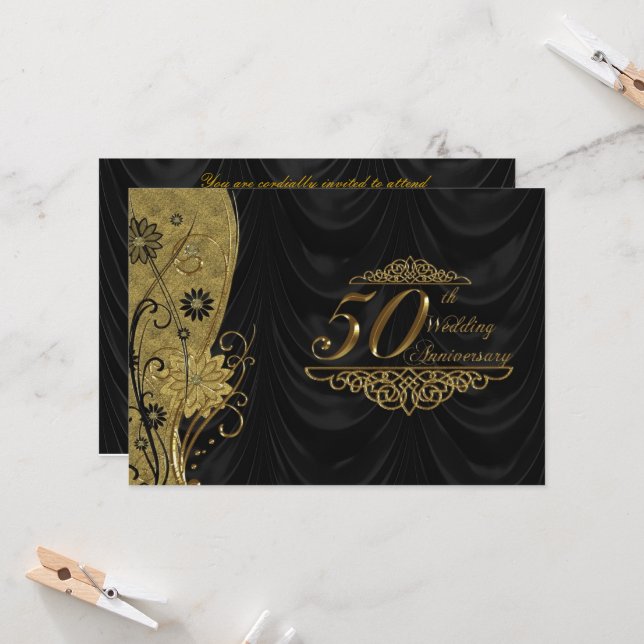 Invitation Réponse pour 50e anniversaire de mariage (Devant/Arrière en situation)