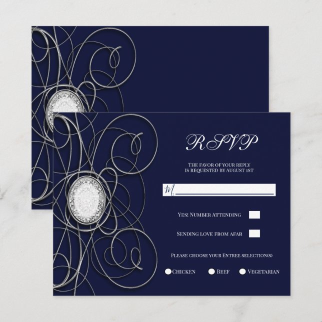 Invitation Réponse pour la soirée d'anniversaire Blue Sapphir (Devant / Derrière)