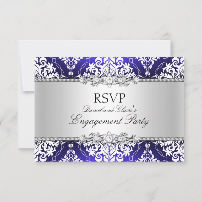 Invitation Réponse pour la soirée de fiançailles en damas élé (Devant)