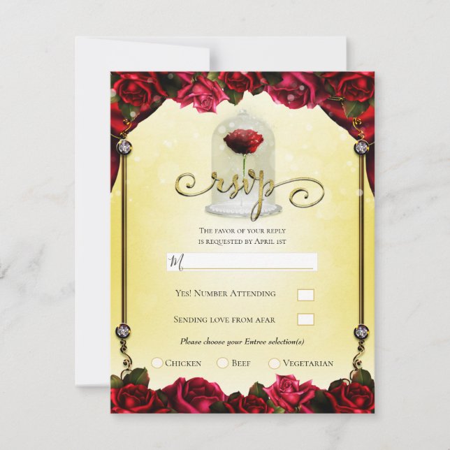Invitation Réponse pour la soirée Princesse Pailletée Rose Ro (Devant)