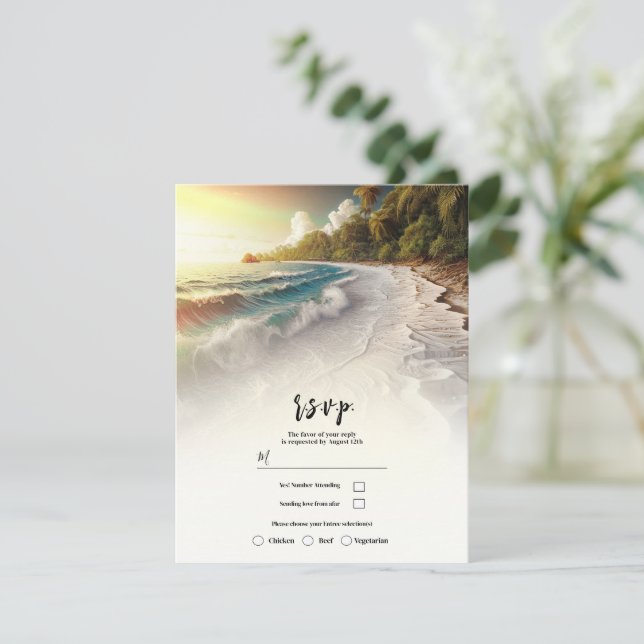 Invitation Réponse pour le mariage rustique sur la côte au co (Debout devant)