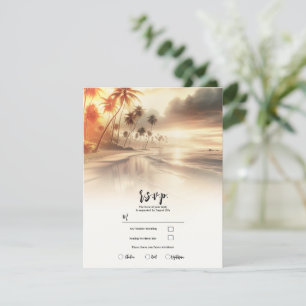 Invitation Réponse pour le mariage sur la plage au coucher de