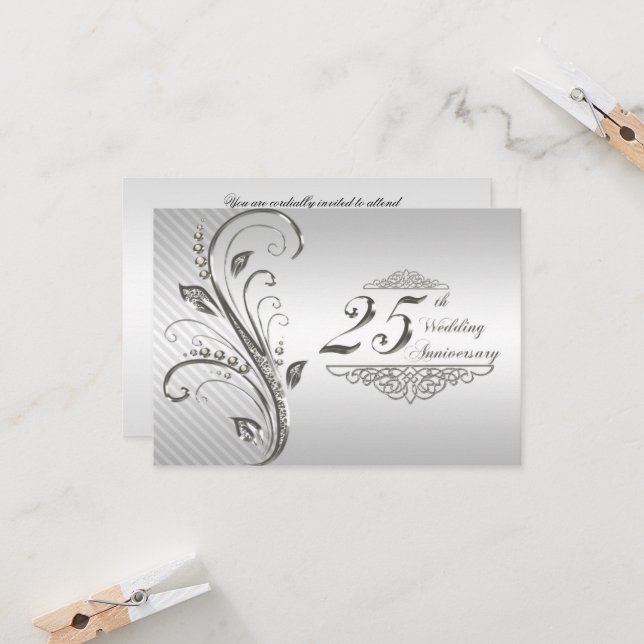 Invitation Réponse pour les 25 ans de mariage (Devant/Arrière en situation)