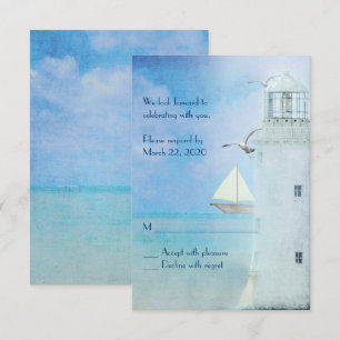 Invitation réponse pour mariage au phare blanc