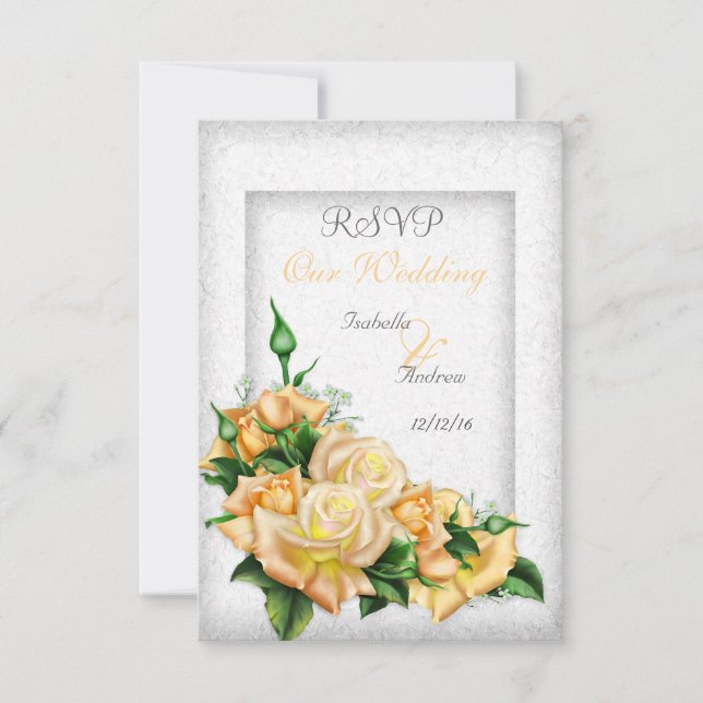Invitation Réponse pour mariage Bouquet de roses jaunes épous (Devant)