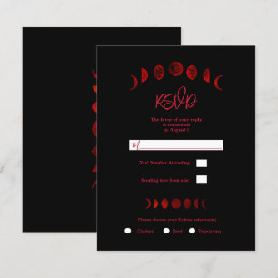 Invitation Réponse pour mariage gothique Phases de lune noire