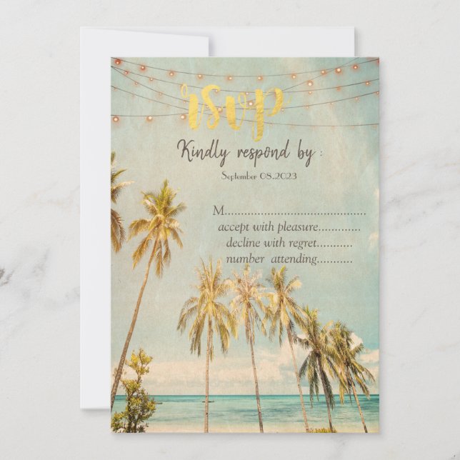 Invitation Réponse pour Retro Beach Palms    (Devant)