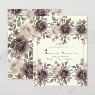 Invitation Réponse pour un mariage botanique Dusty Mauve & Iv
