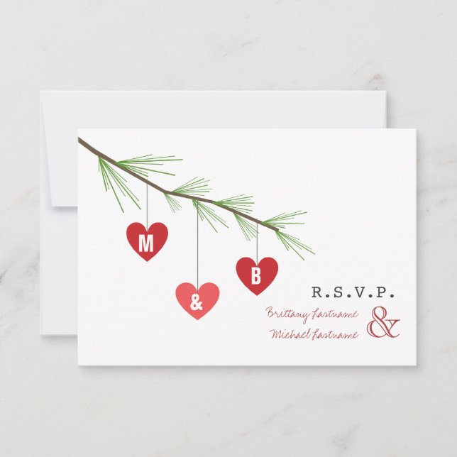 Invitation Réponse pour un mariage de la Saint-Valentin avec  (Devant)