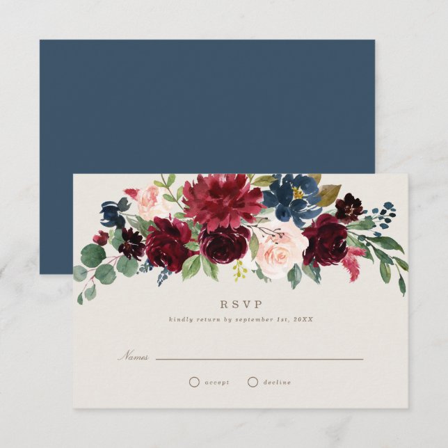 Invitation Réponse pour un mariage d'élégance automnale (Devant / Derrière)