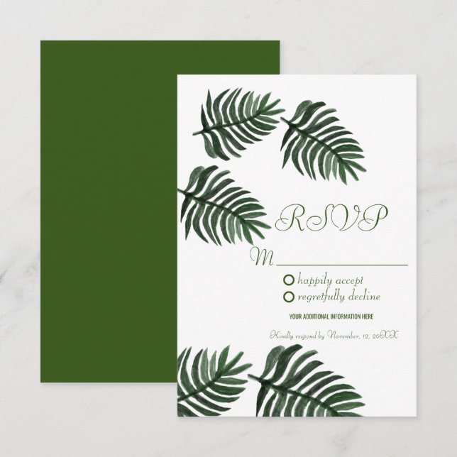 Invitation Réponse RSVP à la botanique tropicale à l'aquarell (Devant / Derrière)