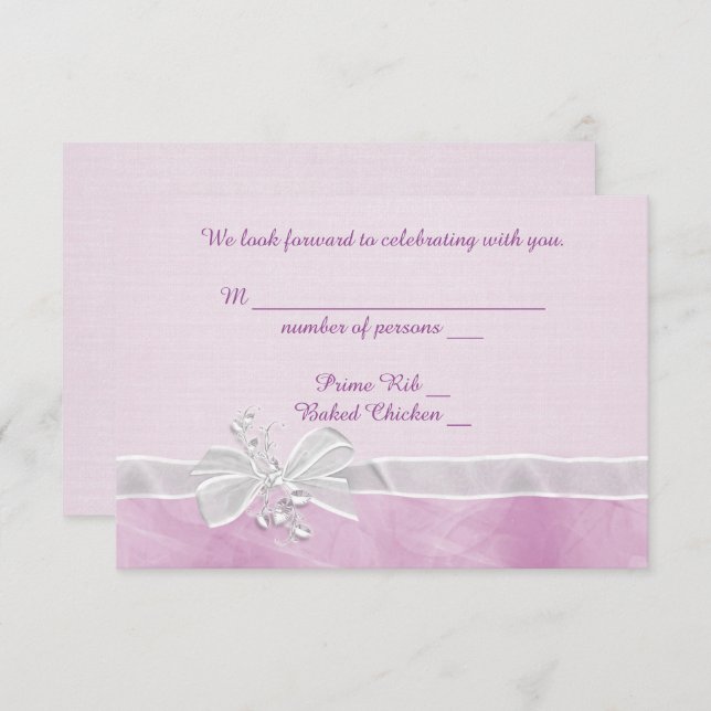 Invitation Réponse RSVP à un mariage avec un nœud blanc (Devant / Derrière)