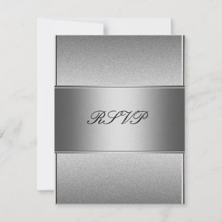 Invitation Réponse RSVP Argent Gris Métal Noir 21e Anniversai