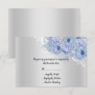 Invitation Réponse RSVP au bouquet floral de lilas argenté mé