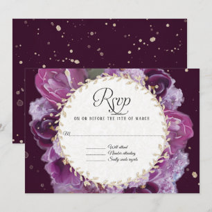 Invitation Réponse RSVP Couronne de feuilles florales lavande