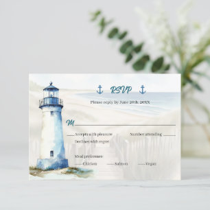 Invitation Réponse RSVP de mariage à l'aquarelle sur la côte