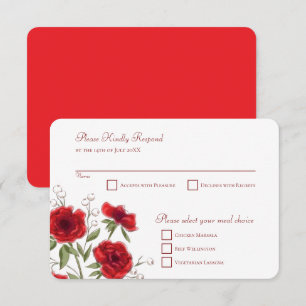 Invitation Réponse RSVP de mariage romantique à la rose rouge