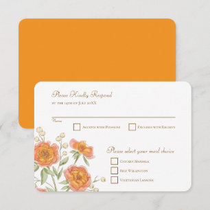 Invitation Réponse RSVP de mariage Rose Orange
