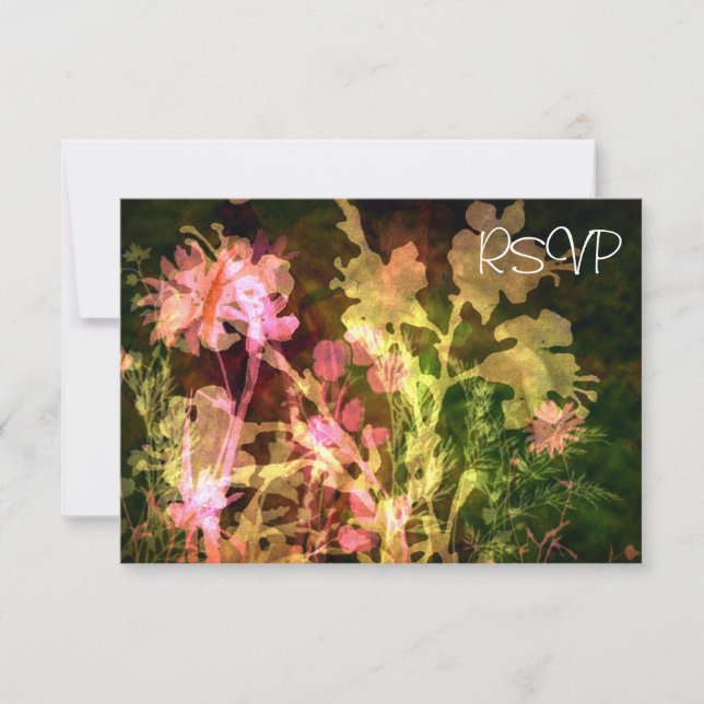 Invitation Réponse RSVP de réception de mariage floral lumine (Devant)